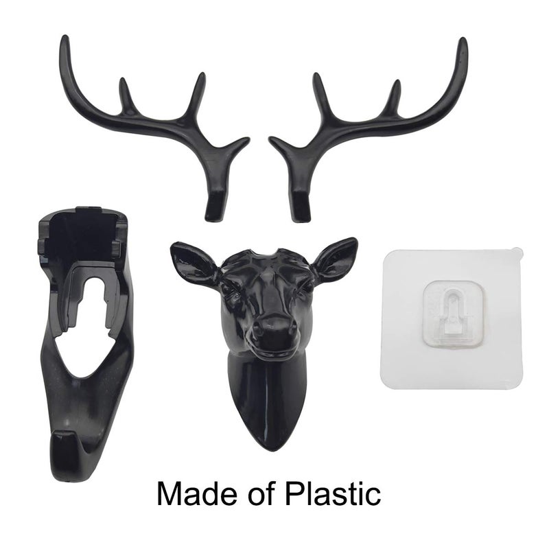 Sipery 2Pcs Deer Head Hooks Self Adhesive Deer Antler Hooks Hanger Decorative Animal Wall Key Holders for Home or Office - Image 4